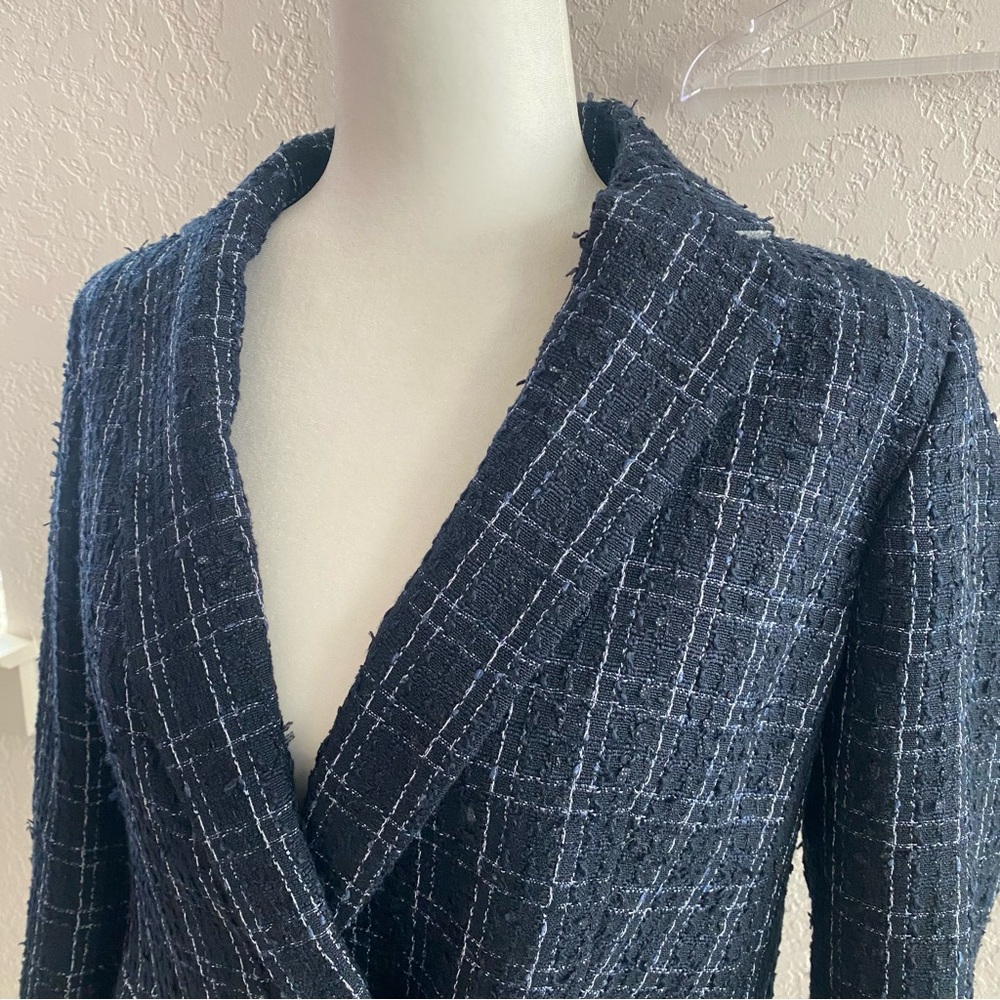 Ann Taylor Double Breasted Tweed Textured Blazer Jacket Blue Size 6 - Picture 5 of 10